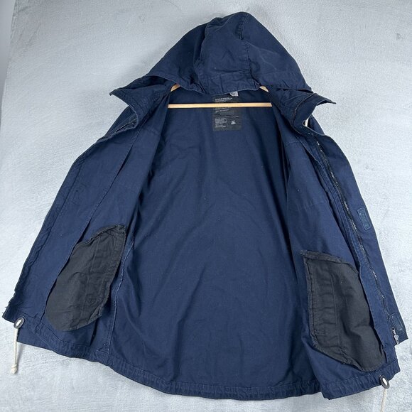 Divided By H&M Parka Jacket Mens Size Medium Hooded Full Zip Up Navy - Picture 4 of 15